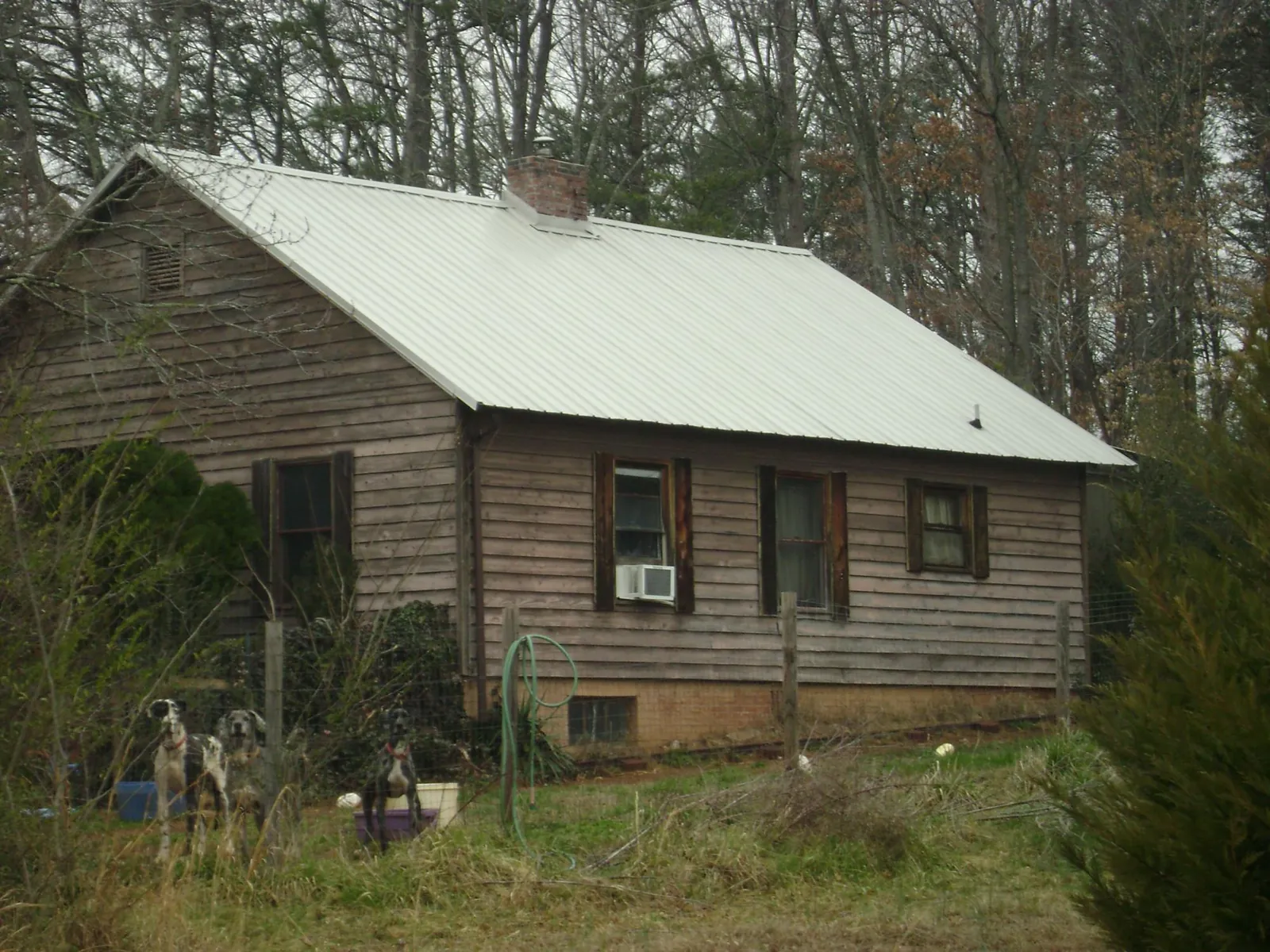 White metal roof on an old wood sided farmhouse, from a Metal Roof Installation job in Dalbo